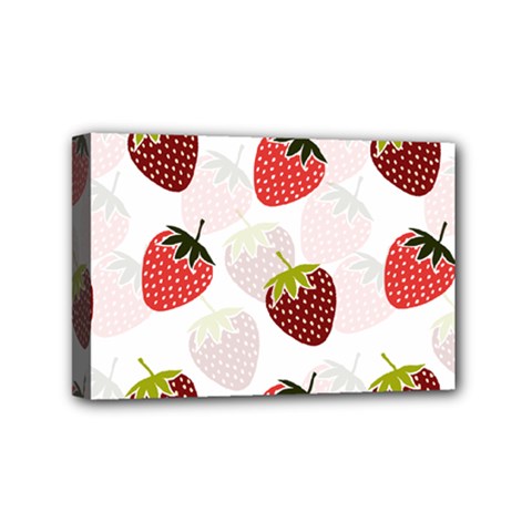 Strawberry Fruit Pattern Background Mini Canvas 6  X 4  (stretched) by Wegoenart