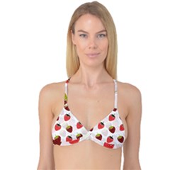 Strawberry Fruit Pattern Background Reversible Tri Bikini Top by Wegoenart