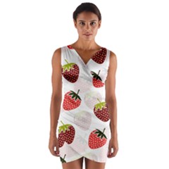 Strawberry Fruit Pattern Background Wrap Front Bodycon Dress by Wegoenart