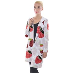 Strawberry Fruit Pattern Background Hooded Pocket Cardigan by Wegoenart