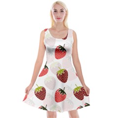 Strawberry Fruit Pattern Background Reversible Velvet Sleeveless Dress by Wegoenart