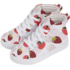 Strawberry Fruit Pattern Background Kids  Hi-top Skate Sneakers by Wegoenart