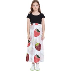 Strawberry Fruit Pattern Background Kids  Flared Maxi Skirt by Wegoenart