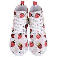 Strawberry Fruit Pattern Background Women s Lightweight High Top Sneakers by Wegoenart