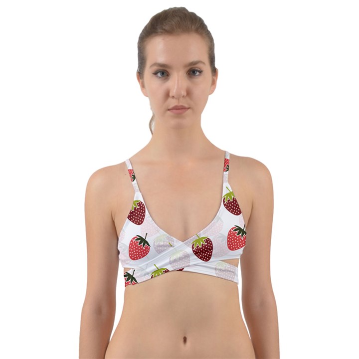 Strawberry Fruit Pattern Background Wrap Around Bikini Top