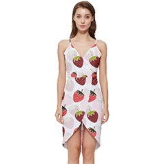 Strawberry Fruit Pattern Background Wrap Frill Dress by Wegoenart