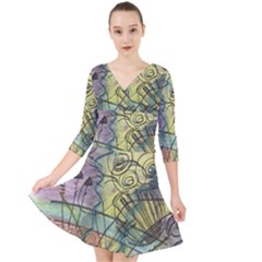 Energy Flow Intuition Quarter Sleeve Front Wrap Dress by Wegoenart