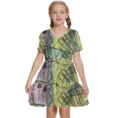 Energy Flow Intuition Kids  Short Sleeve Tiered Mini Dress by Wegoenart