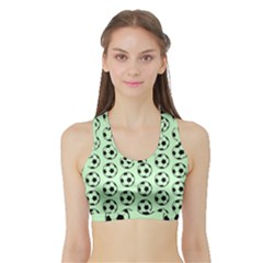 Pattern Ball Soccer Background Sports Bra with Border