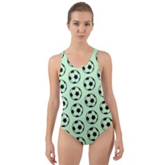 Pattern Ball Soccer Background Cut-Out Back One Piece Swimsuit