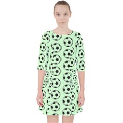 Pattern Ball Soccer Background Quarter Sleeve Pocket Dress