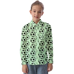 Pattern Ball Soccer Background Kids  Long Sleeve Shirt by Wegoenart