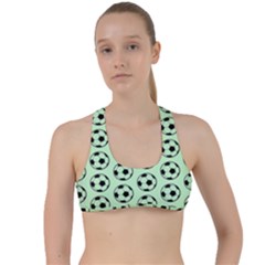 Pattern Ball Soccer Background Criss Cross Racerback Sports Bra by Wegoenart