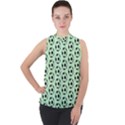 Pattern Ball Soccer Background Mock Neck Chiffon Sleeveless Top View1