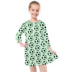 Pattern Ball Soccer Background Kids  Quarter Sleeve Shirt Dress