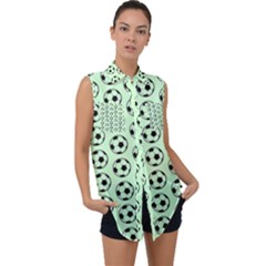 Pattern Ball Soccer Background Sleeveless Chiffon Button Shirt