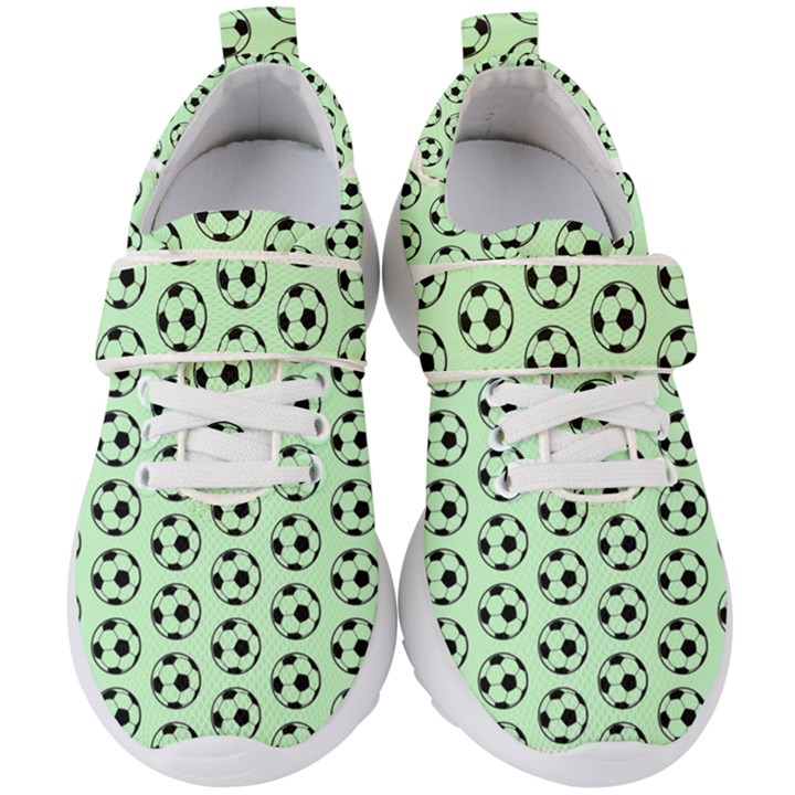 Pattern Ball Soccer Background Kids  Velcro Strap Shoes