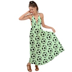 Pattern Ball Soccer Background Backless Maxi Beach Dress