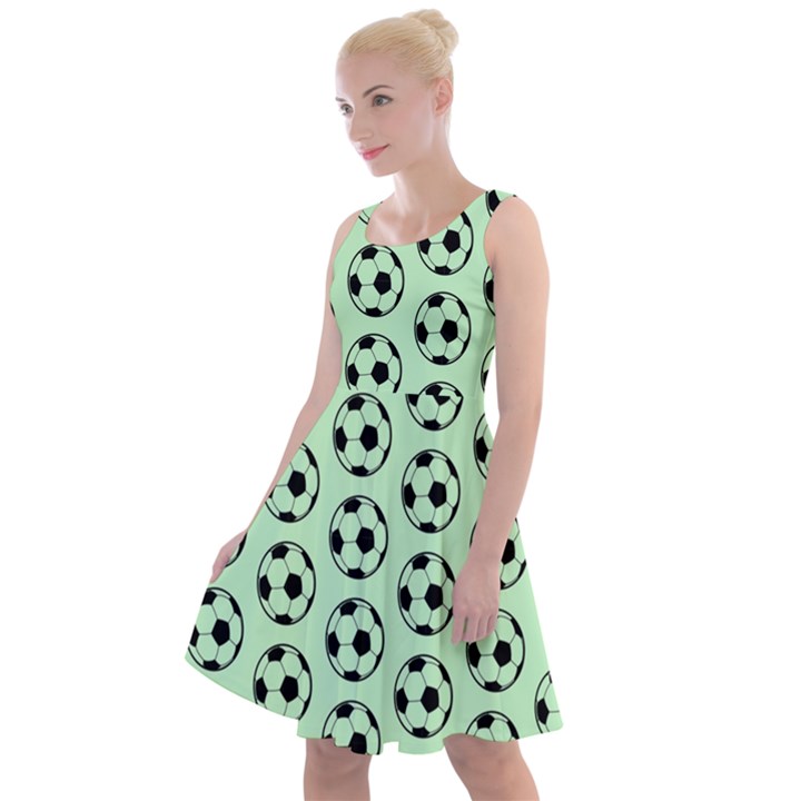 Pattern Ball Soccer Background Knee Length Skater Dress