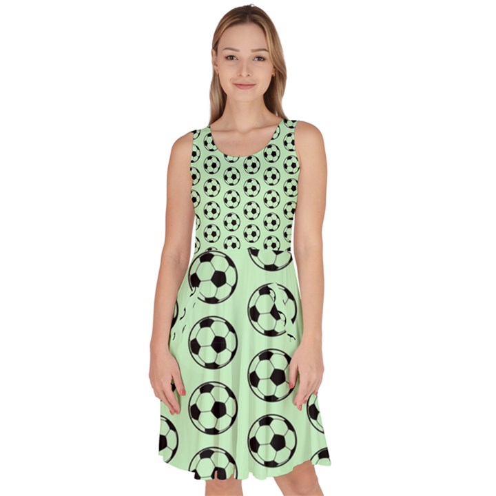 Pattern Ball Soccer Background Knee Length Skater Dress With Pockets