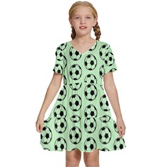 Pattern Ball Soccer Background Kids  Short Sleeve Tiered Mini Dress by Wegoenart