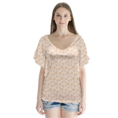 Romantic Little Hearts   V-neck Flutter Sleeve Top by ConteMonfrey