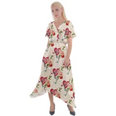 Key To The Heart Cross Front Sharkbite Hem Maxi Dress by ConteMonfrey