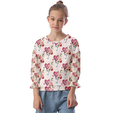 Key To The Heart Kids  Cuff Sleeve Top by ConteMonfrey