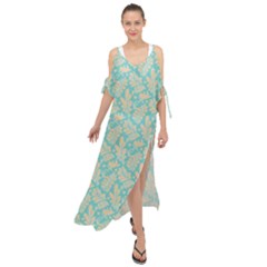 Contrasting Leaves Maxi Chiffon Cover Up Dress by ConteMonfrey