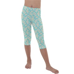 Contrasting Leaves Kids  Lightweight Velour Capri Leggings  by ConteMonfrey