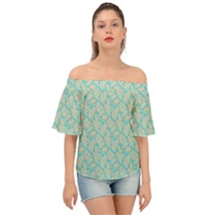 Contrasting Leaves Off Shoulder Short Sleeve Top by ConteMonfrey