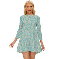 Contrasting Leaves Long Sleeve Babydoll Dress by ConteMonfrey