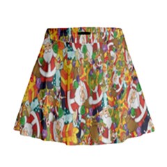 Background-santaclaus-gift-christmas Mini Flare Skirt by nateshop