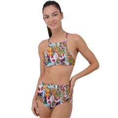 Background-santaclaus-gift-christmas High Waist Tankini Set by nateshop