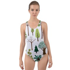 Chrismas Tree Greeen  Cut-out Back One Piece Swimsuit by nateshop