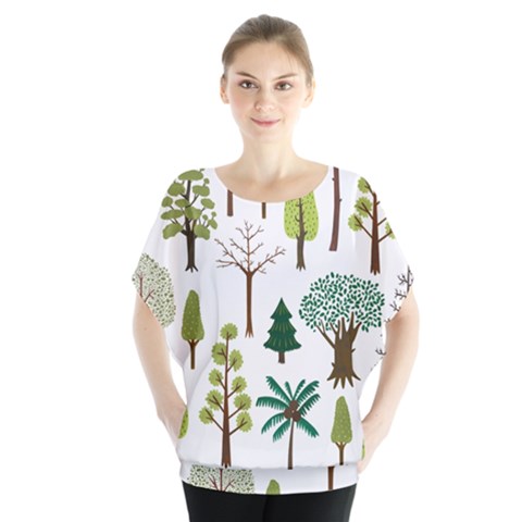 Chrismas Tree Greeen  Batwing Chiffon Blouse by nateshop