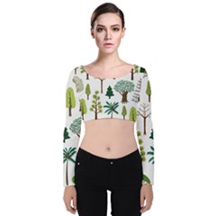 Chrismas Tree Greeen  Velvet Long Sleeve Crop Top by nateshop