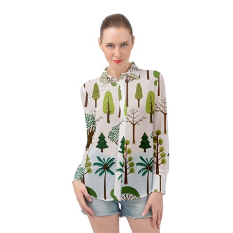 Chrismas Tree Greeen  Long Sleeve Chiffon Shirt by nateshop