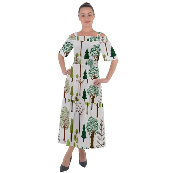 Chrismas Tree Greeen  Shoulder Straps Boho Maxi Dress 