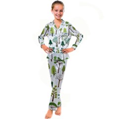 Chrismas Tree Greeen  Kid s Satin Long Sleeve Pajamas Set