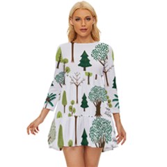 Chrismas Tree Greeen  Long Sleeve Babydoll Dress by nateshop