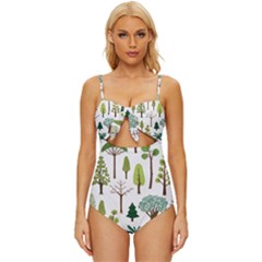 Chrismas Tree Greeen  Knot Front One-piece Swimsuit by nateshop