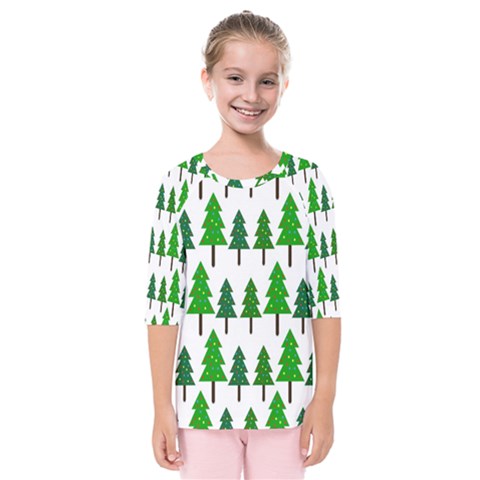 Chrismas Tree Greeen Kids  Quarter Sleeve Raglan Tee by nateshop