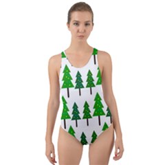 Chrismas Tree Greeen Cut-out Back One Piece Swimsuit by nateshop