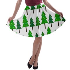 Chrismas Tree Greeen A-line Skater Skirt by nateshop