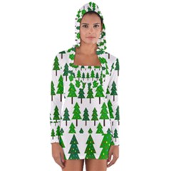 Chrismas Tree Greeen Long Sleeve Hooded T-shirt by nateshop