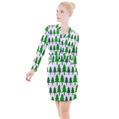 Chrismas Tree Greeen Button Long Sleeve Dress by nateshop