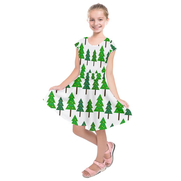 Chrismas Tree Greeen Kids  Short Sleeve Dress