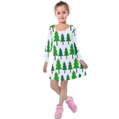 Chrismas Tree Greeen Kids  Long Sleeve Velvet Dress by nateshop