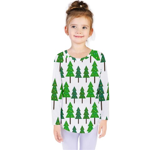 Chrismas Tree Greeen Kids  Long Sleeve Tee by nateshop